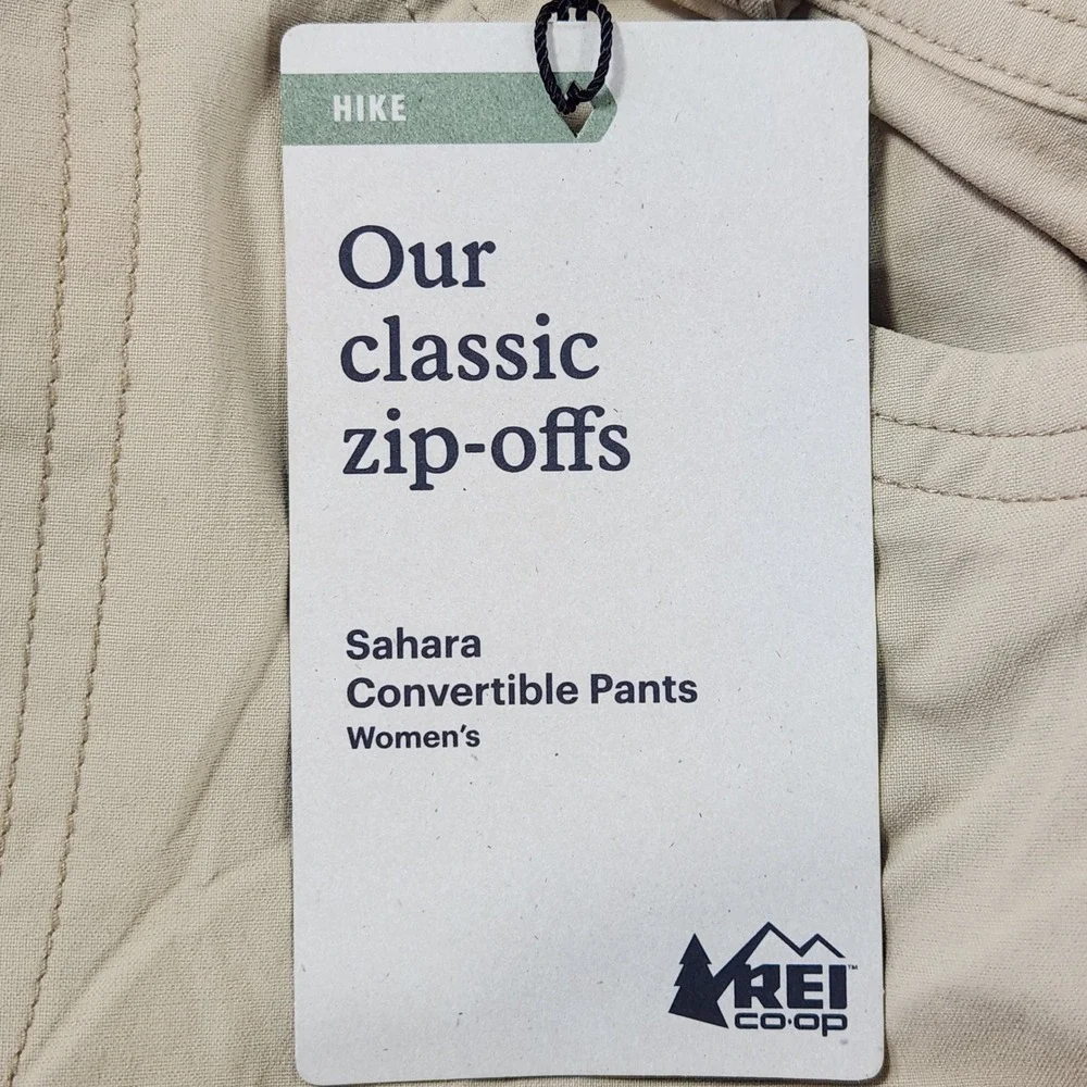 NWT REI Co-op Sahara Convertible Pants Womens 8 Khaki Beige Zip Off Hiking Cargo - Picture 10 of 11
